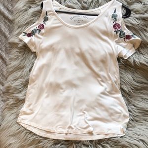 White cold shoulder top